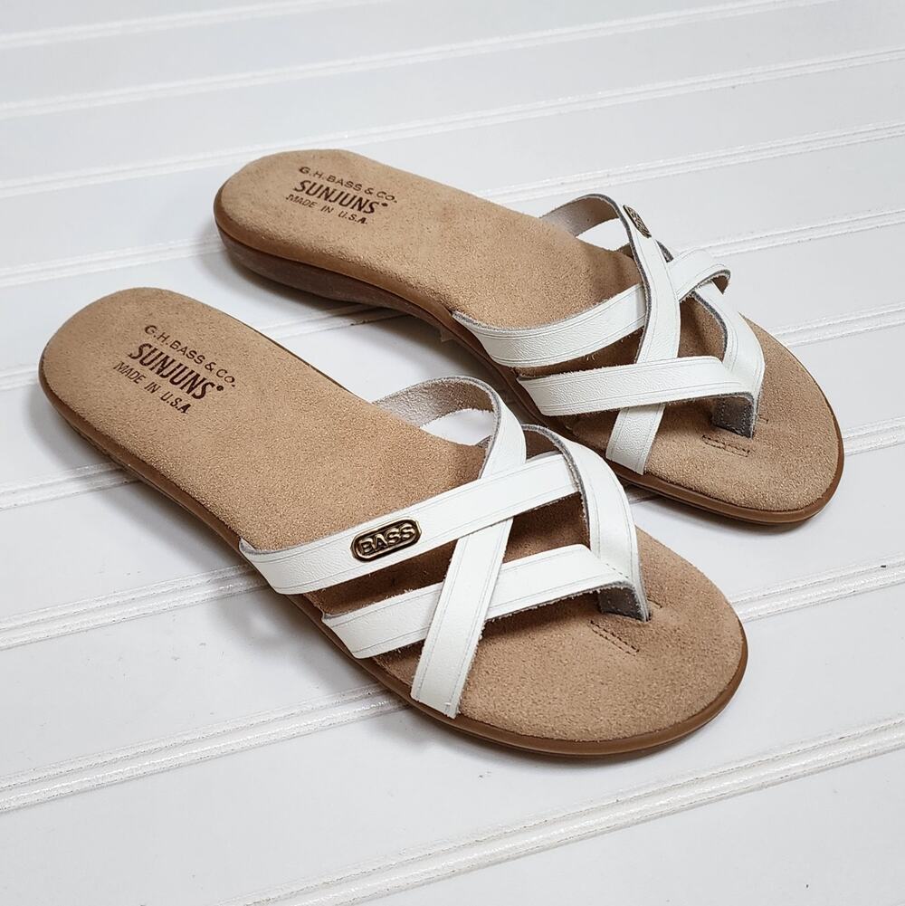 G.H. Bass & Co. Sunjuns Sharon Women's Leather Strappy Sandals Size 7N White